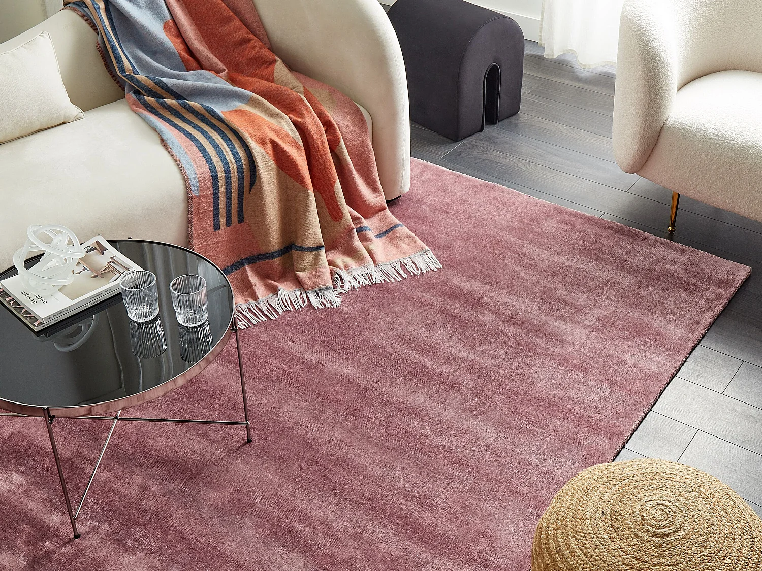 Tapis GESI II Rose 160 x 230 cm Soie artificielle