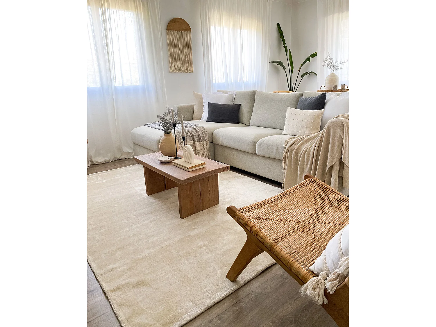 Tappeto viscosa beige chiaro 160 x 230 cm GESI II