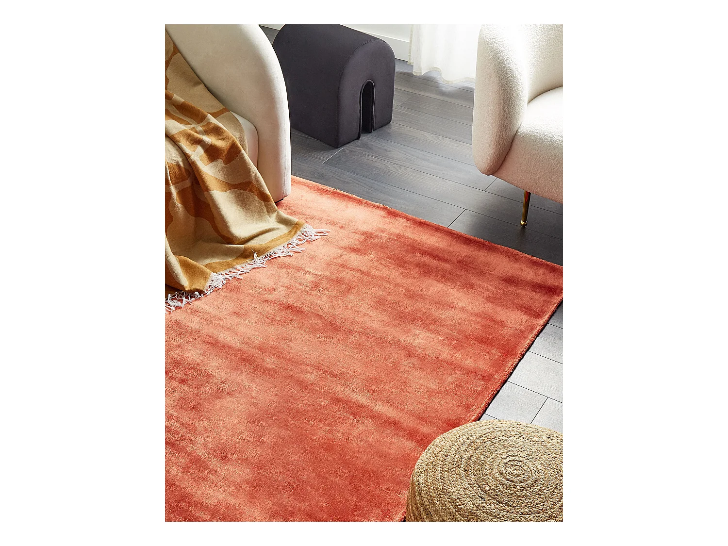 Teppich Viskose orange 140 x 200 cm Kurzflor GESI II