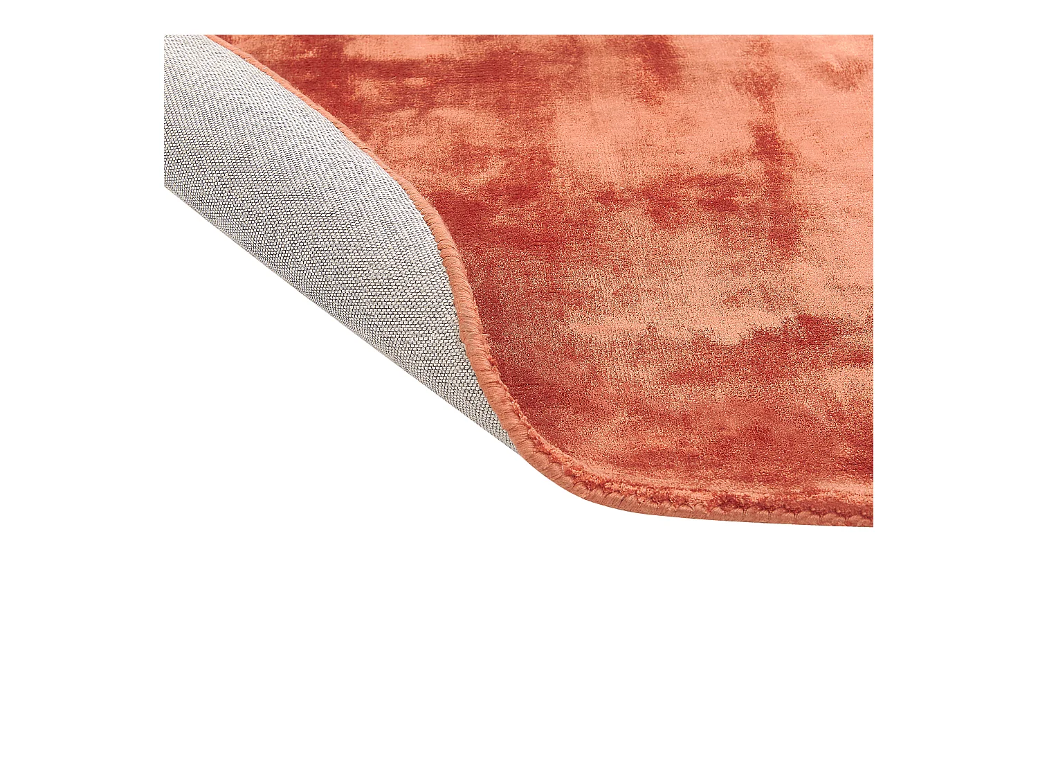 Teppich Viskose orange rund 140 cm einfarbig handgewebt Kurzflor Modern Gesi II