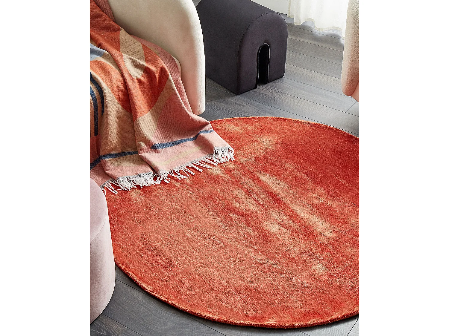 Tapis GESI II Orange ø 140 cm Soie artificielle