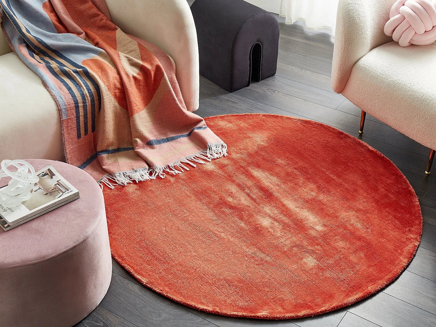 Tapis en viscose orange ⌀ 140 cm GESI II