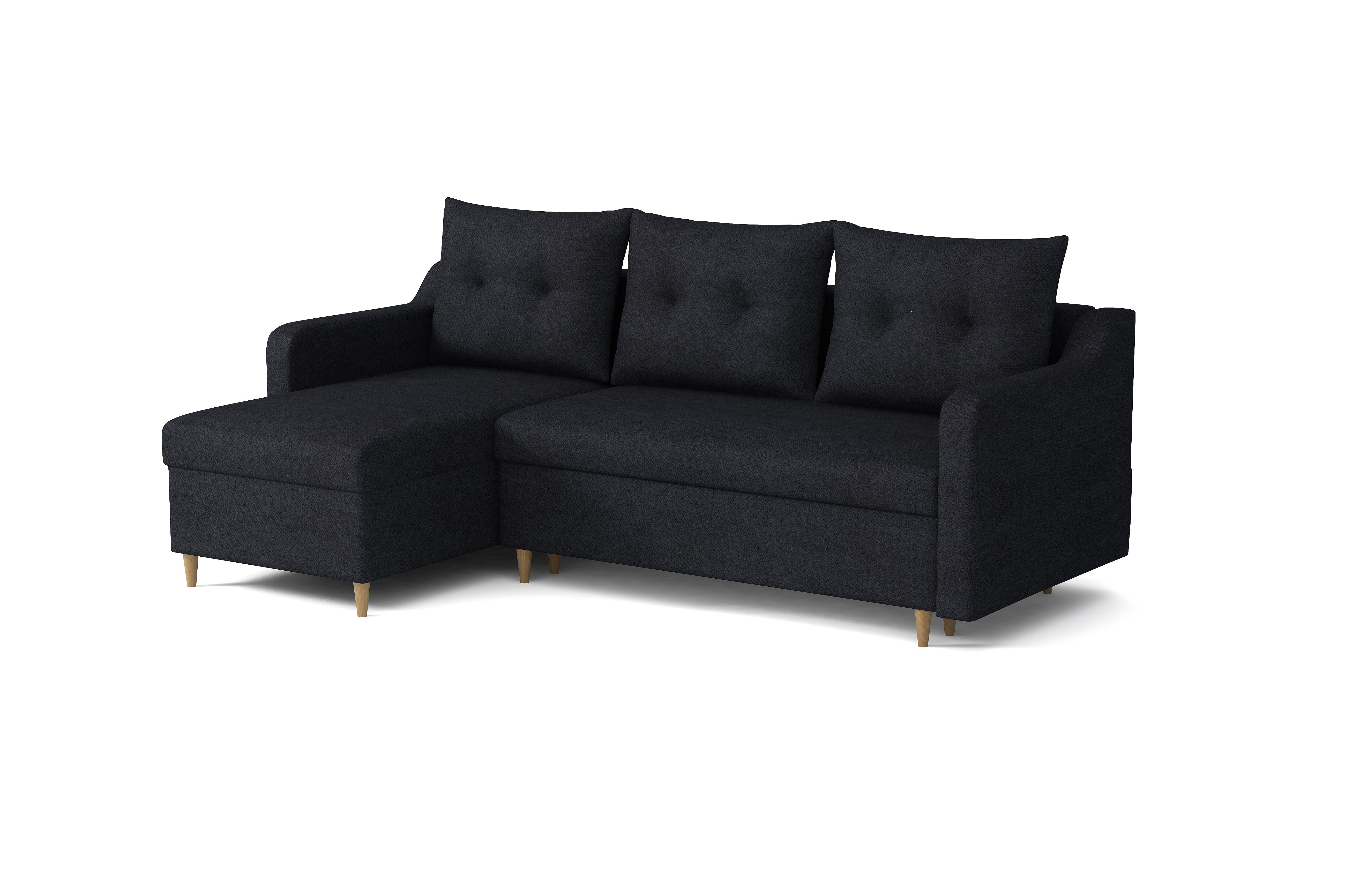 Canapé d'angle convertible JAMES 3 places en velours vert | Leroy Merlin