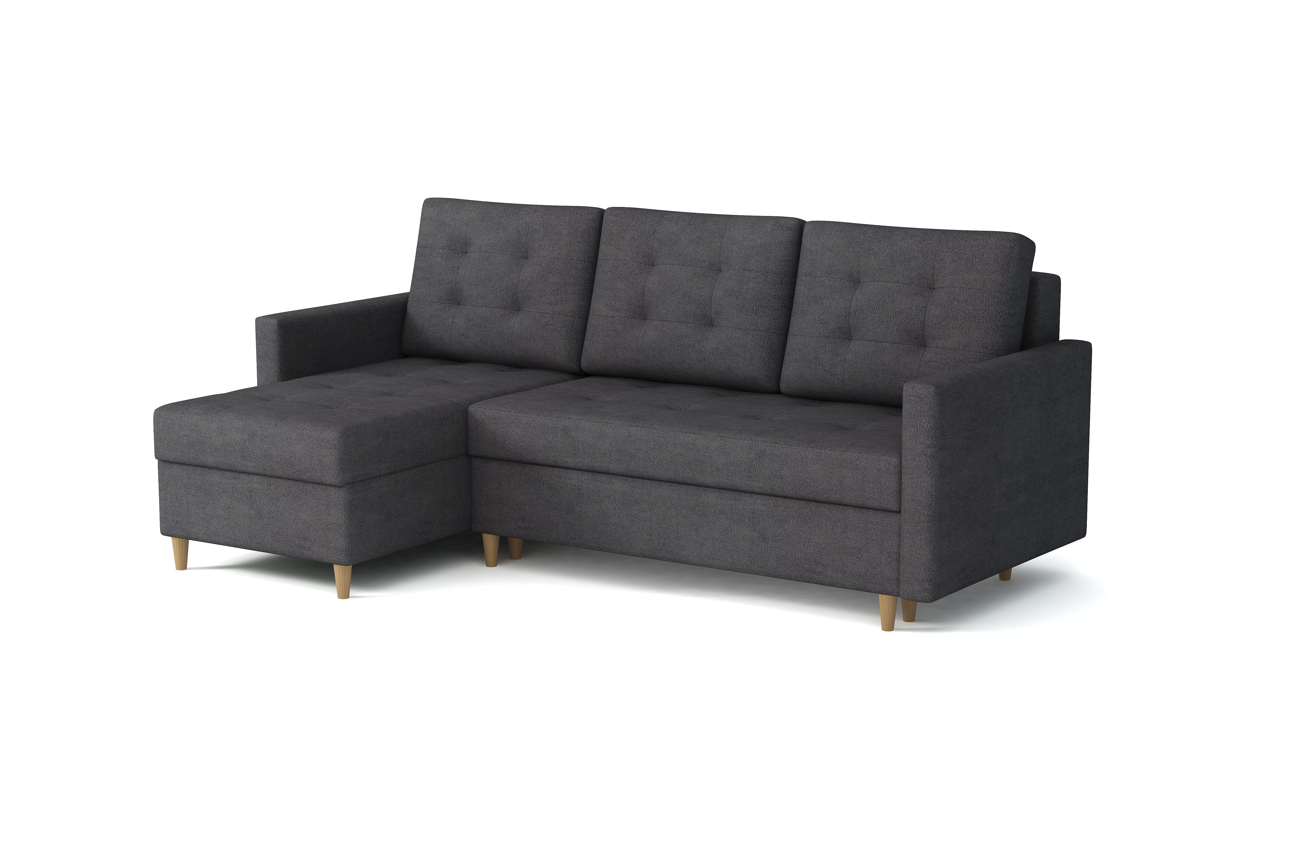 Canapé d'angle gauche convertible 5 places en microfibre marron