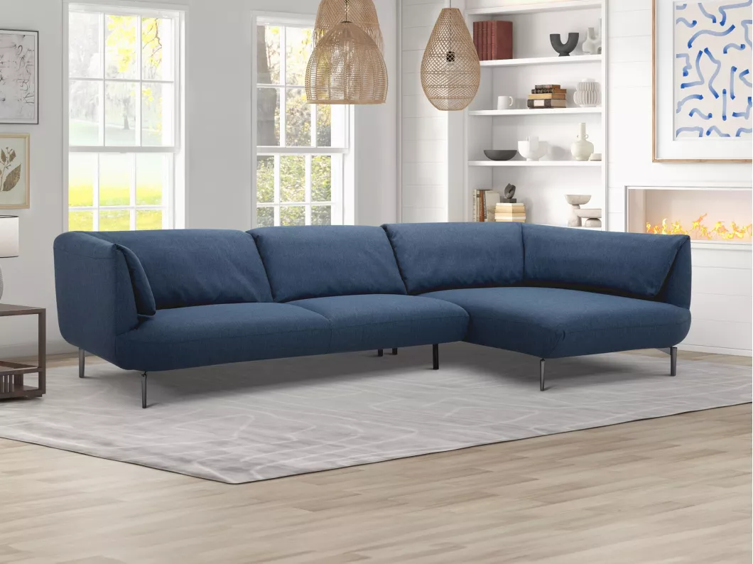 Kauf Unique Ecksofa - Ecke rechts - Stoff - Blau - ANGELINA