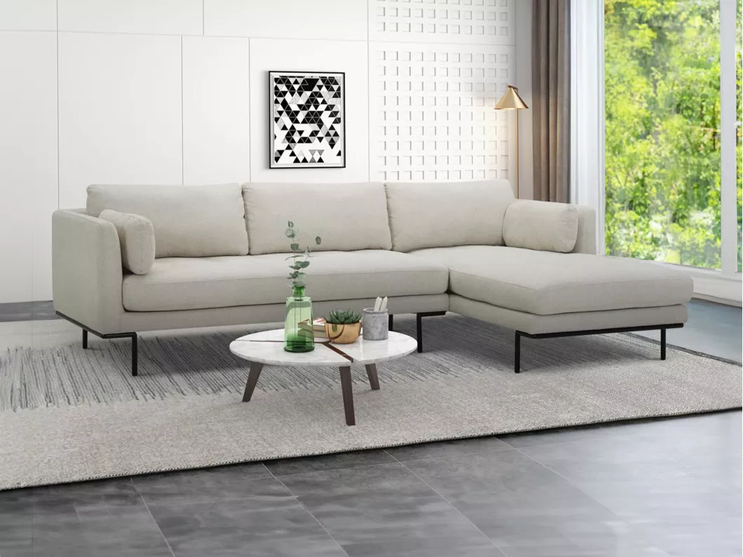 Kauf Unique Ecksofa - Ecke rechts - Stoff - Beige - Metallfüße - ISABELLA von Maison Céphy