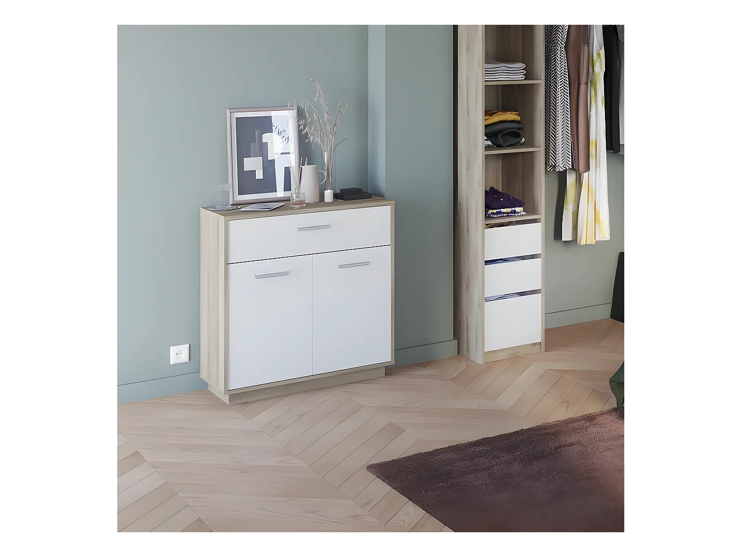 Meuble de rangement 2 portes 1 tiroir Léo