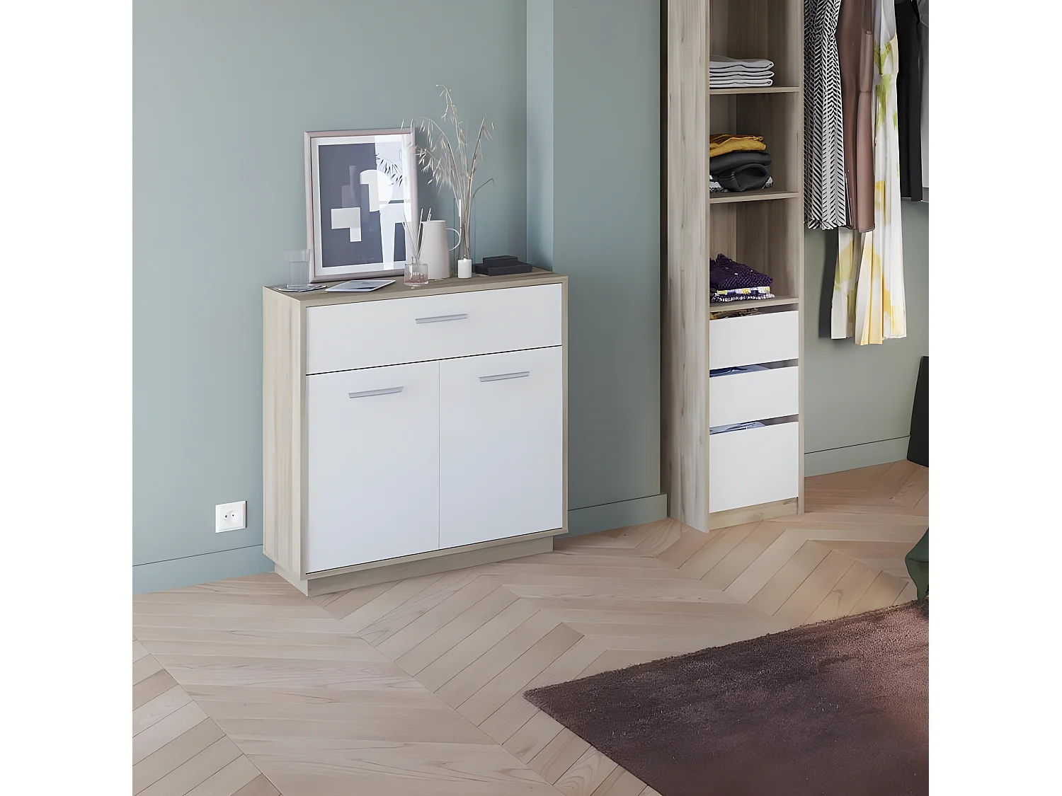 Meuble de rangement 2 portes 1 tiroir Léo