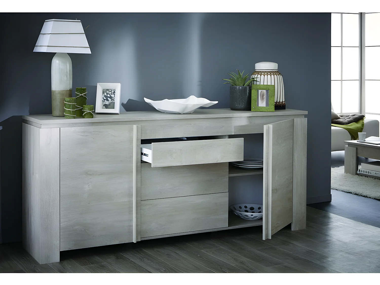 Bahut 2 portes 3 tiroirs chêne champagne Comtesse