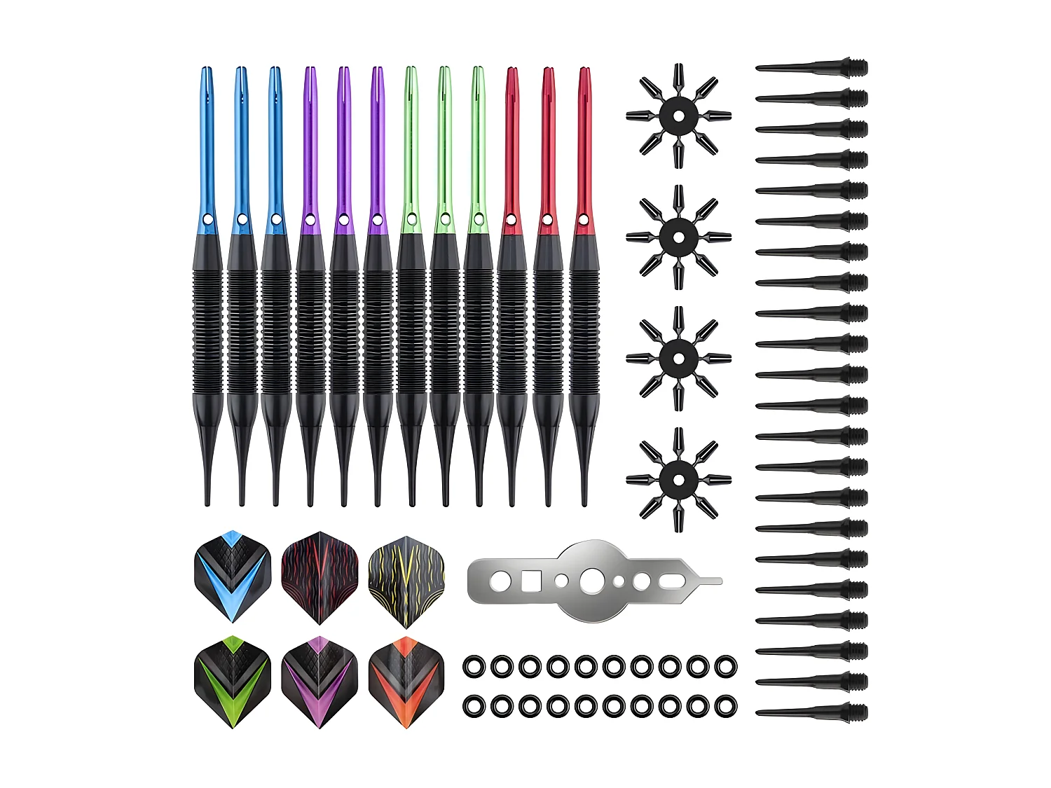 Jeu de 12 fléchettes pro pointe plastique 19g Cupra - Multicolore