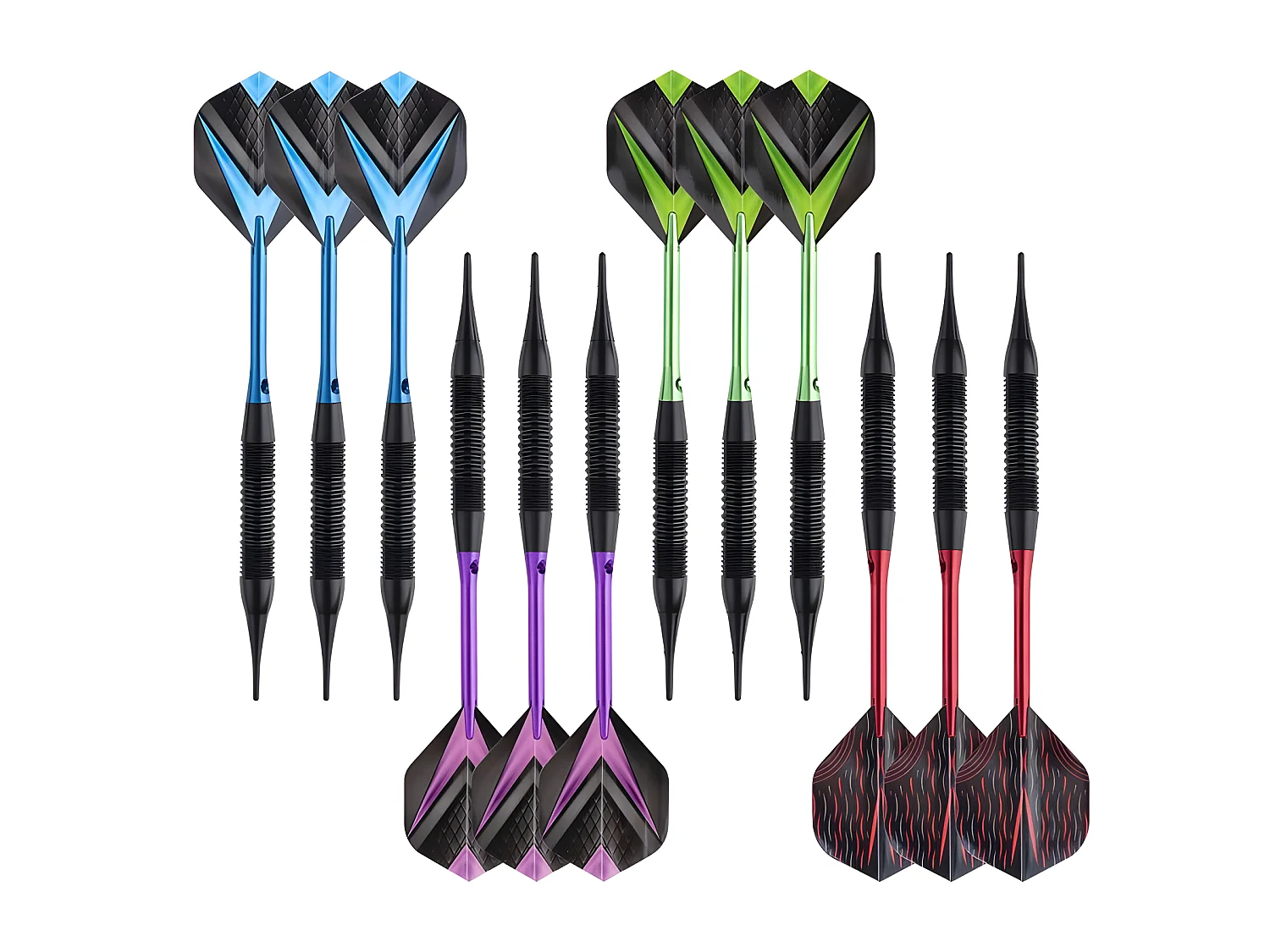 Jeu de 12 fléchettes pro pointe plastique 19g Cupra - Multicolore