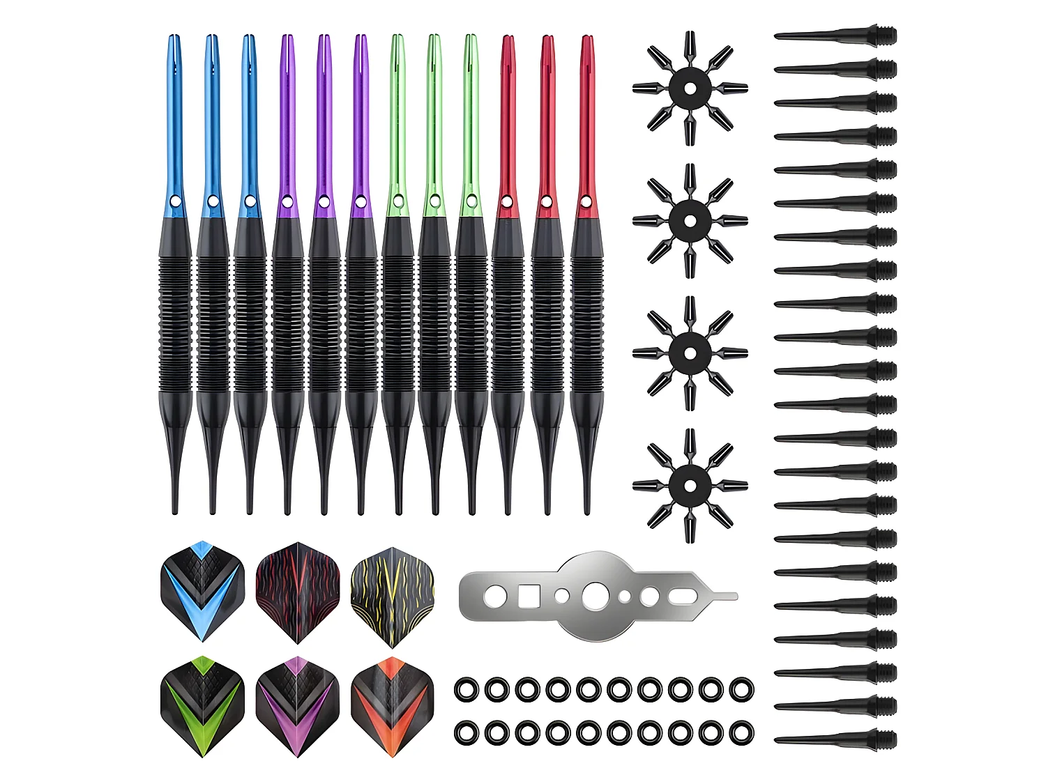 Jeu de 12 fléchettes pro pointe plastique 19g Cupra - Multicolore