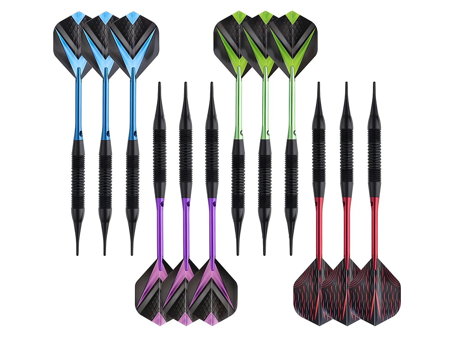 Jeu de 12 fléchettes pro pointe plastique 19g Cupra - Multicolore