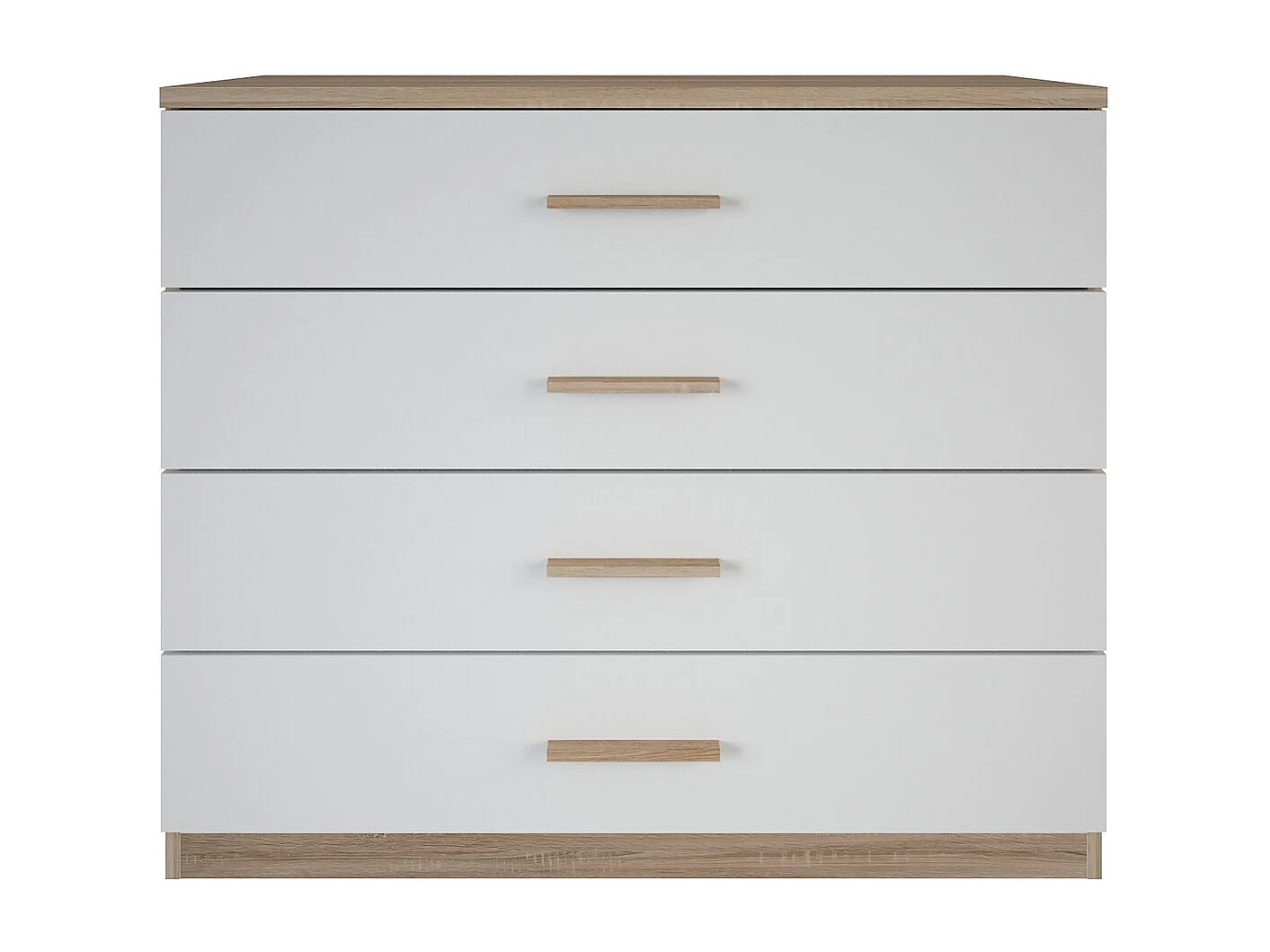 Commode 4 tiroirs Lena blanc et naturel