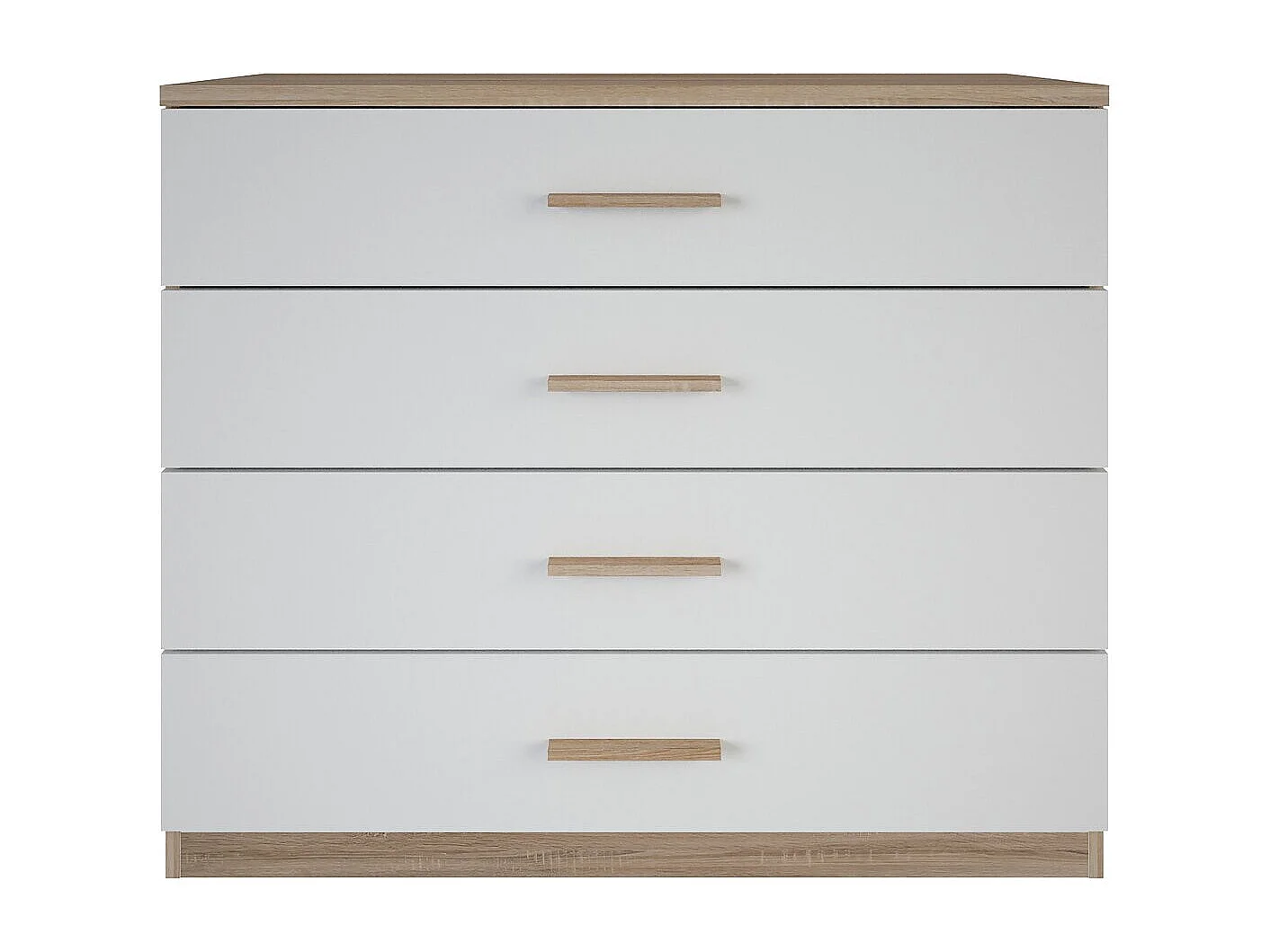 Commode 4 tiroirs Lena blanc et naturel