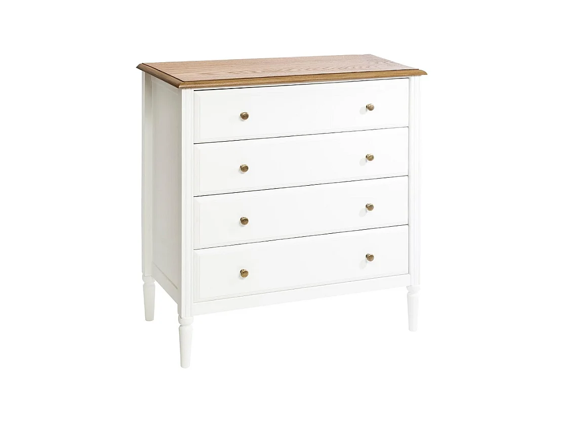 Commode 4 Tiroirs en Bois "Solen" 85cm Blanc
