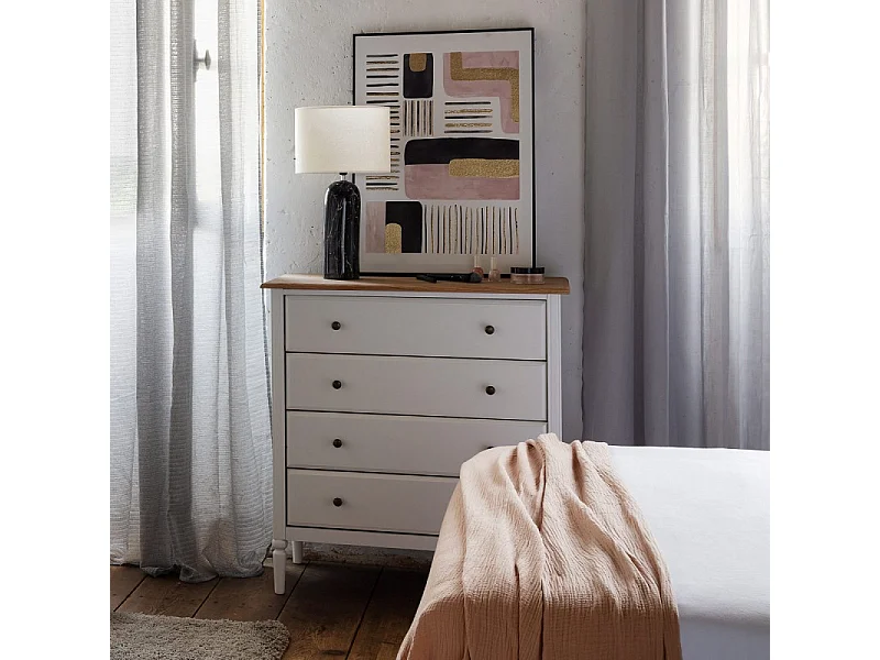 Commode 4 Tiroirs en Bois "Solen" 85cm Blanc