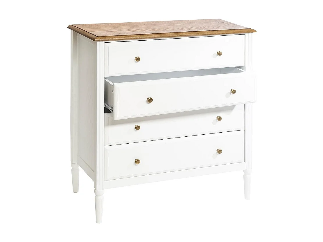 Commode 4 Tiroirs en Bois "Solen" 85cm Blanc
