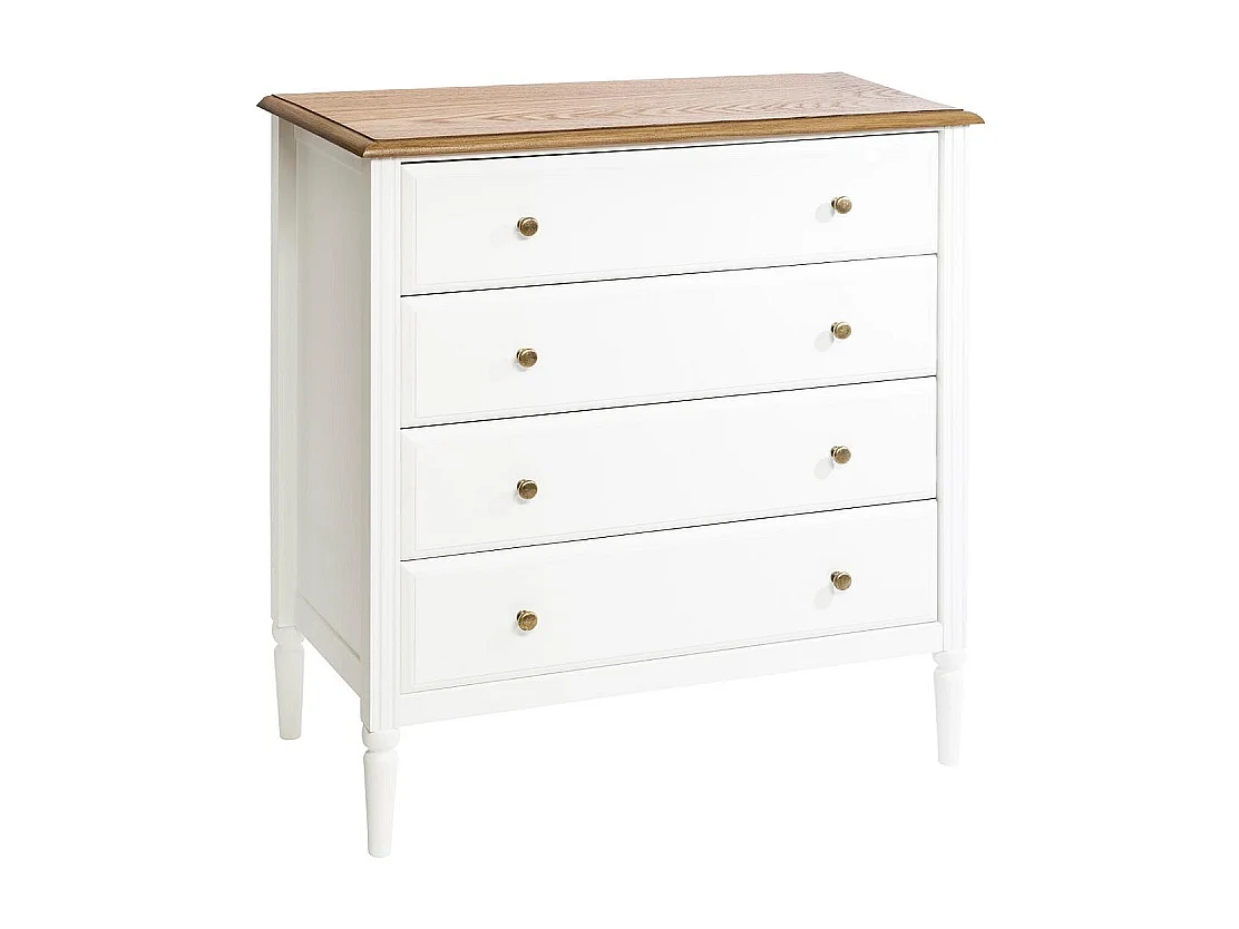 Commode 4 Tiroirs en Bois "Solen" 85cm Blanc