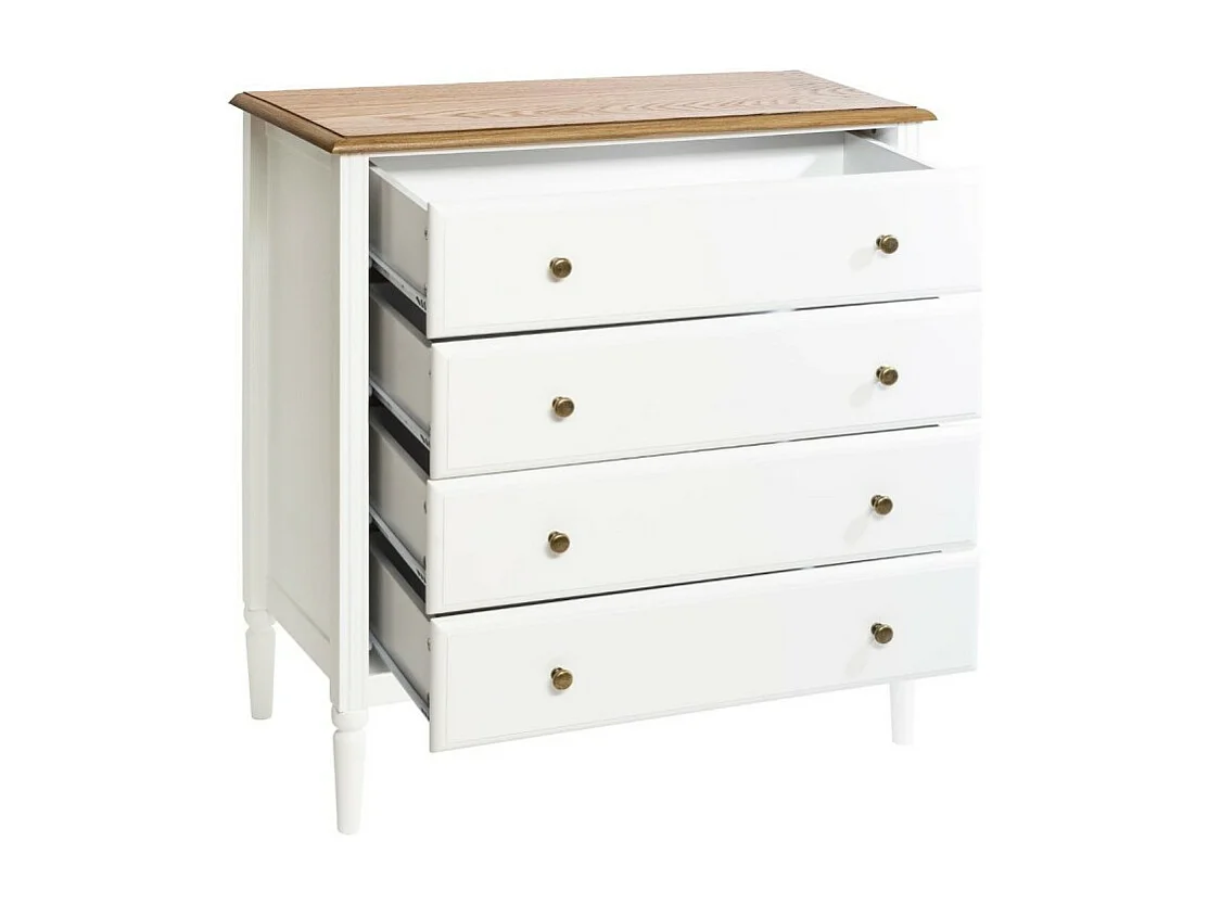 Commode 4 Tiroirs en Bois "Solen" 85cm Blanc