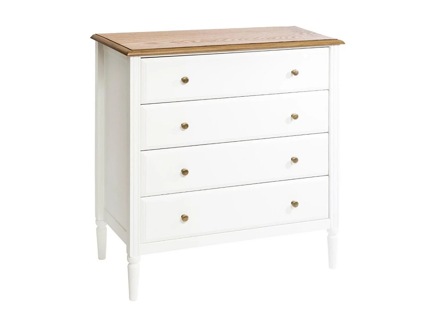 Commode 4 Tiroirs en Bois "Solen" 85cm Blanc