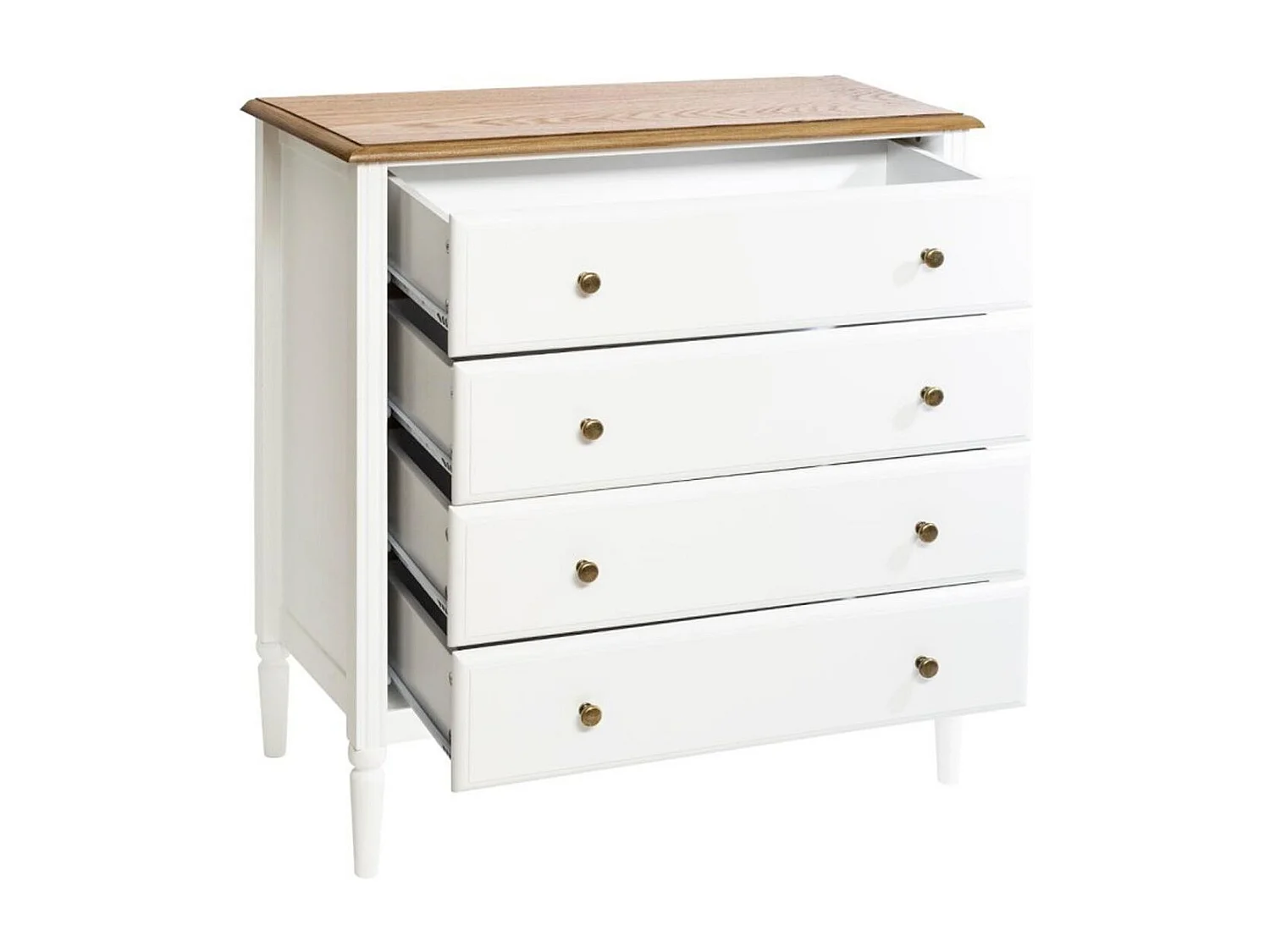 Commode 4 Tiroirs en Bois "Solen" 85cm Blanc