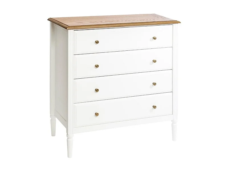 Commode 4 Tiroirs en Bois "Solen" 85cm Blanc