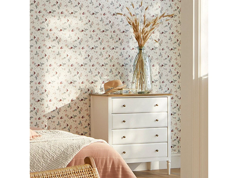 Commode 4 Tiroirs en Bois "Solen" 85cm Blanc