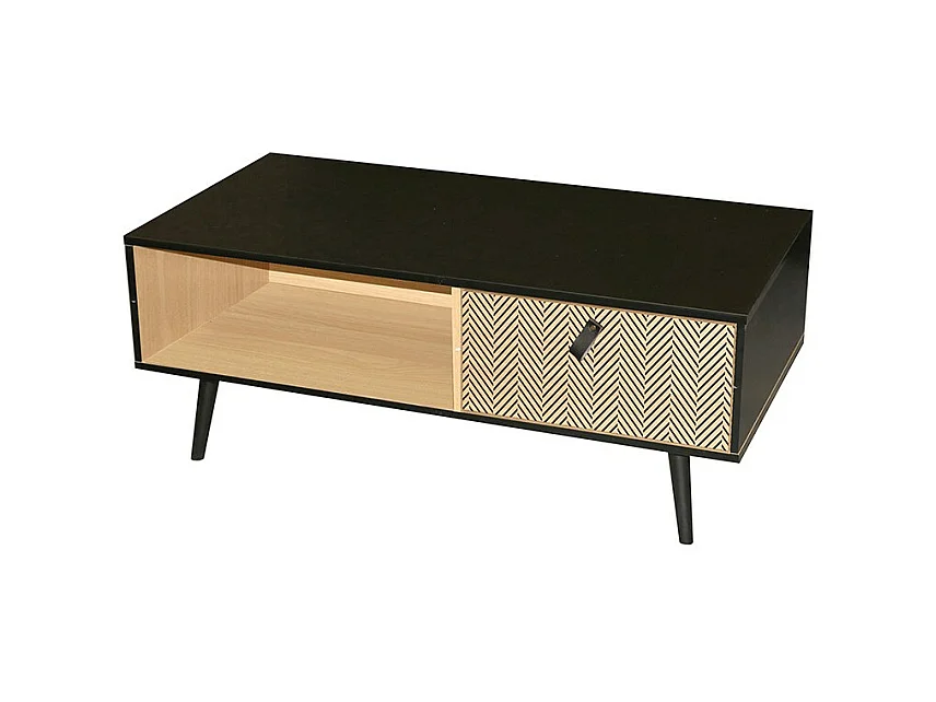 Table basse Arsenal décor noir 1 tiroir - Noir