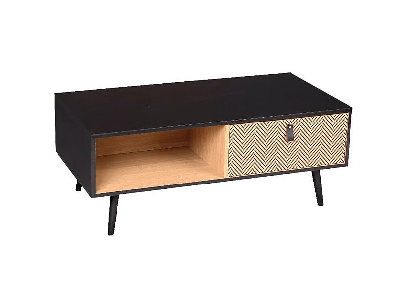 Table basse Arsenal décor noir 1 tiroir - Noir