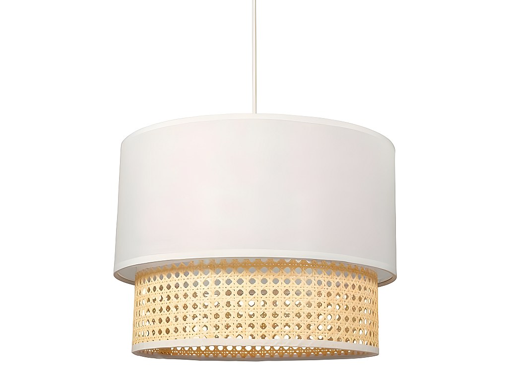 Suspension gigogne 2 abat-jours cannage Ostaria - Naturel clair