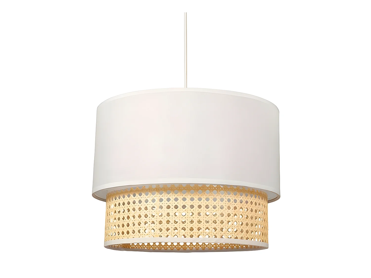 Suspension gigogne 2 abat-jours cannage Ostaria