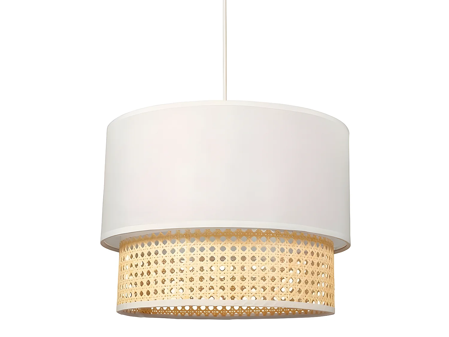 Suspension gigogne 2 abat-jours cannage Ostaria