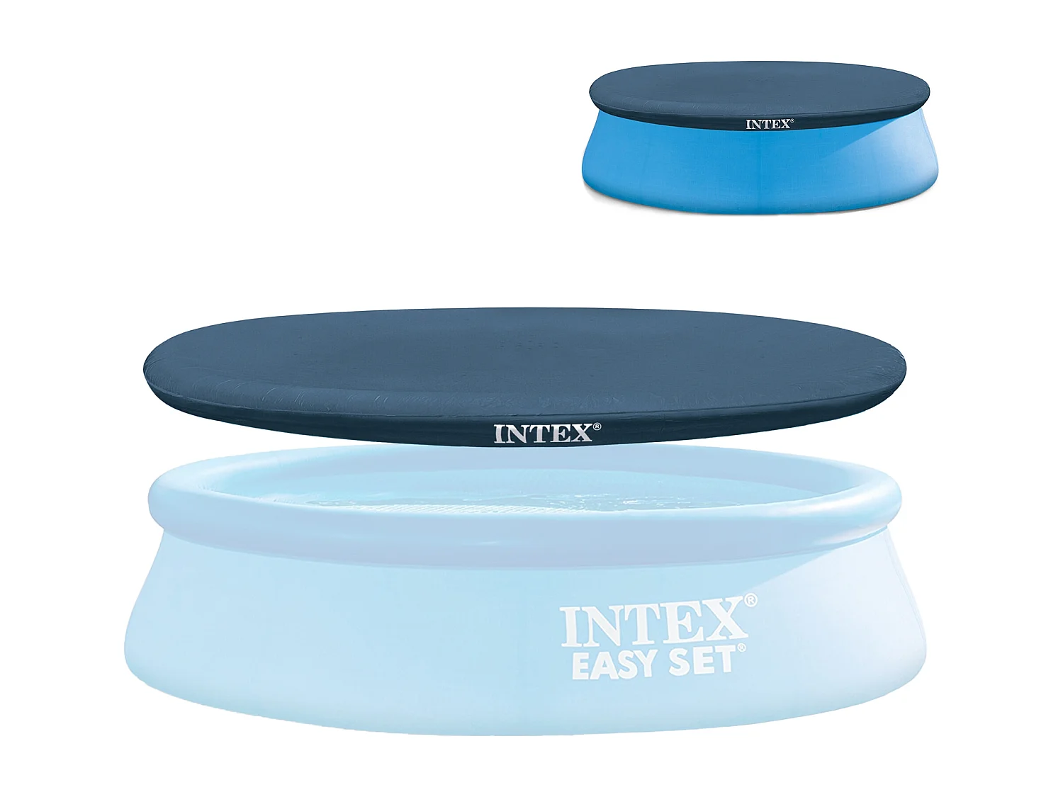 Poolabdeckung 244 cm rund dunkelblau einfach zu befestigen Intex