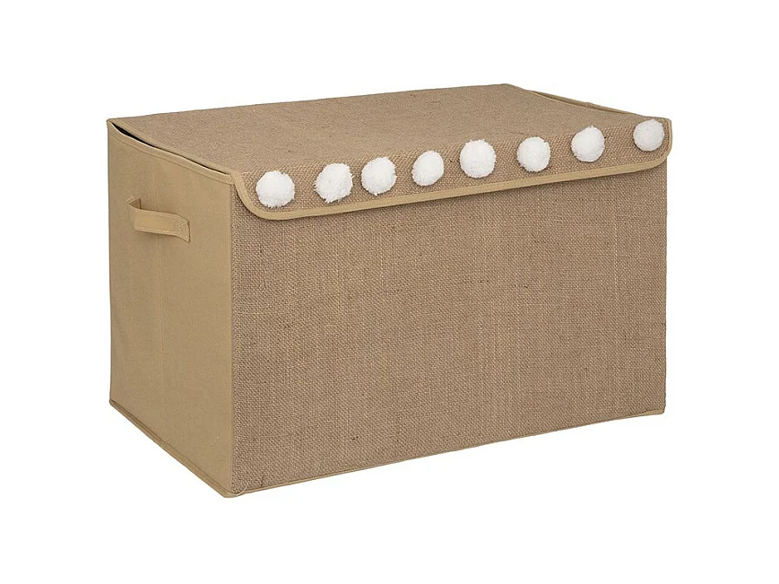 Coffre de Rangement Enfant "Pompons" 57cm Marron