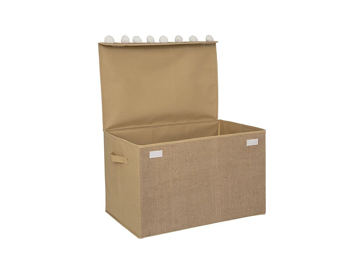 Coffre de Rangement Enfant "Pompons" 57cm Marron