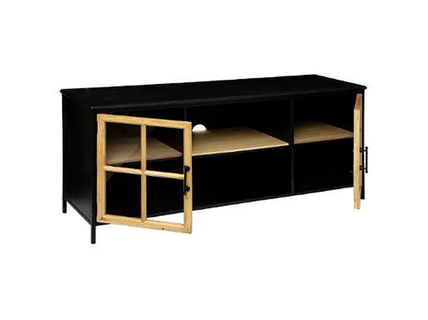 Meuble TV 2 Portes Design "Baris" 140cm Noir