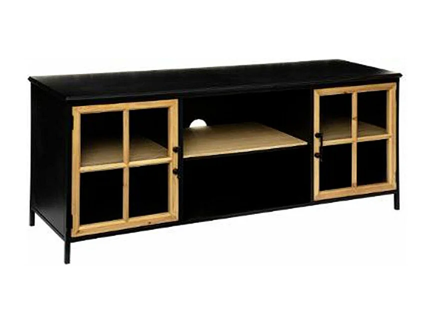 Meuble TV 2 Portes Design "Baris" 140cm Noir