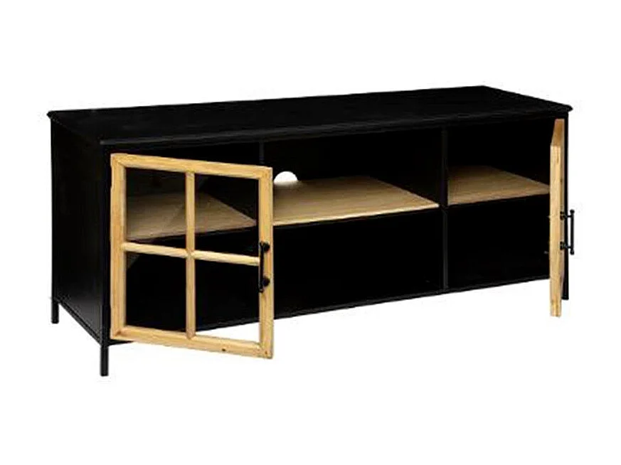 Meuble TV 2 Portes Design "Baris" 140cm Noir