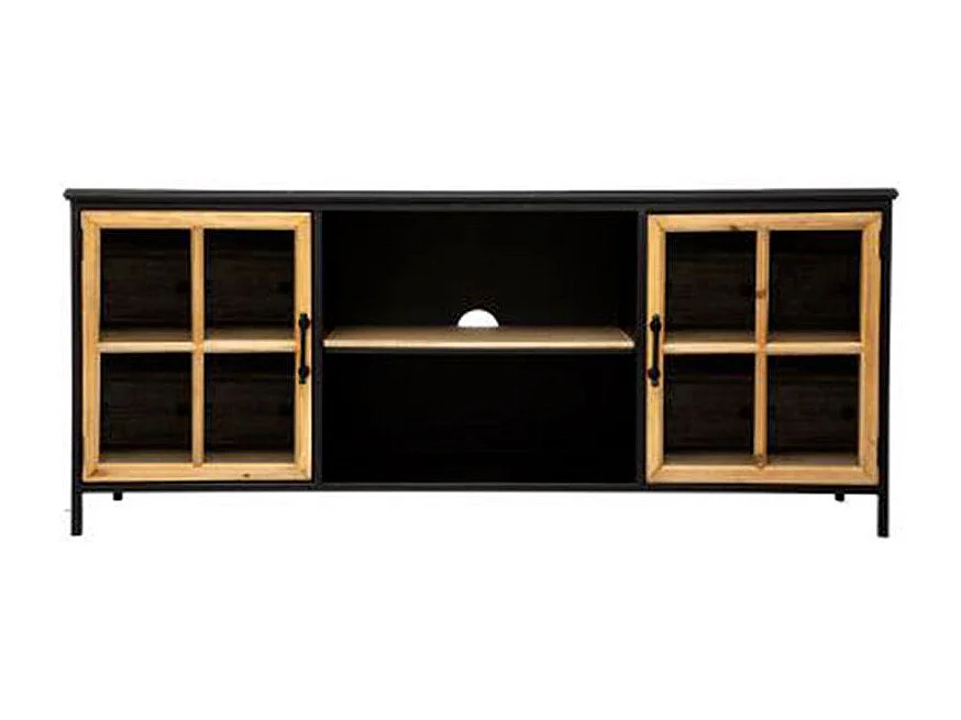 Meuble TV 2 Portes Design "Baris" 140cm Noir