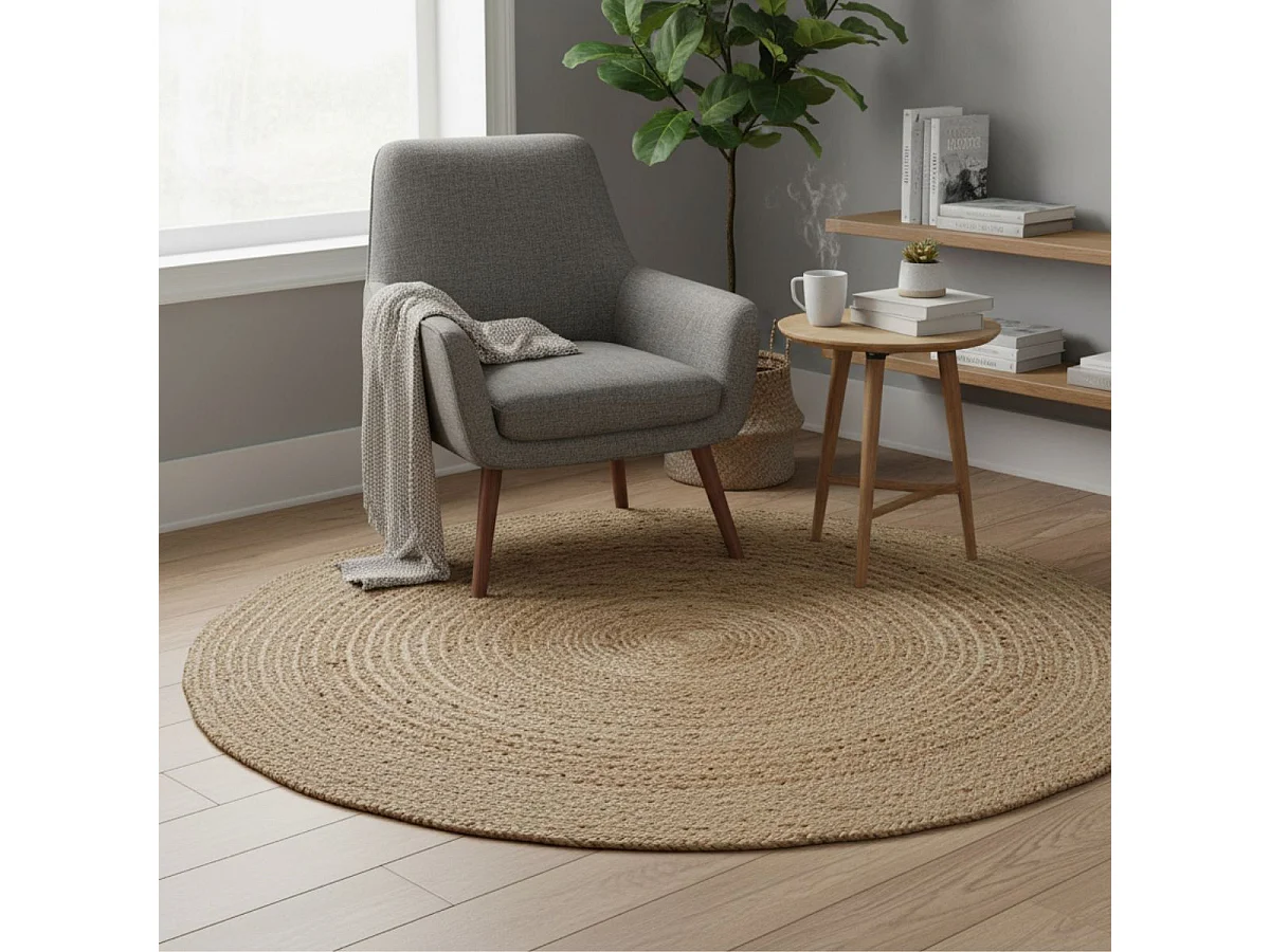THANE - Tapis Rond Ø120cm en Fibre de Jute Naturel