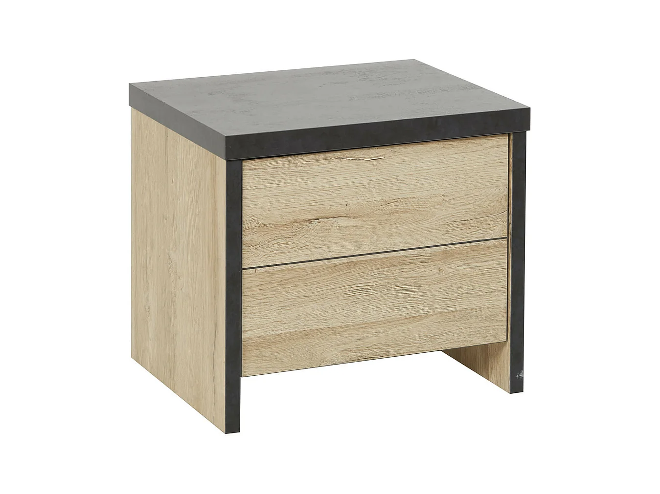 SIWA - Ensemble Lit 160x200cm + Chevets Effet Bois et Béton