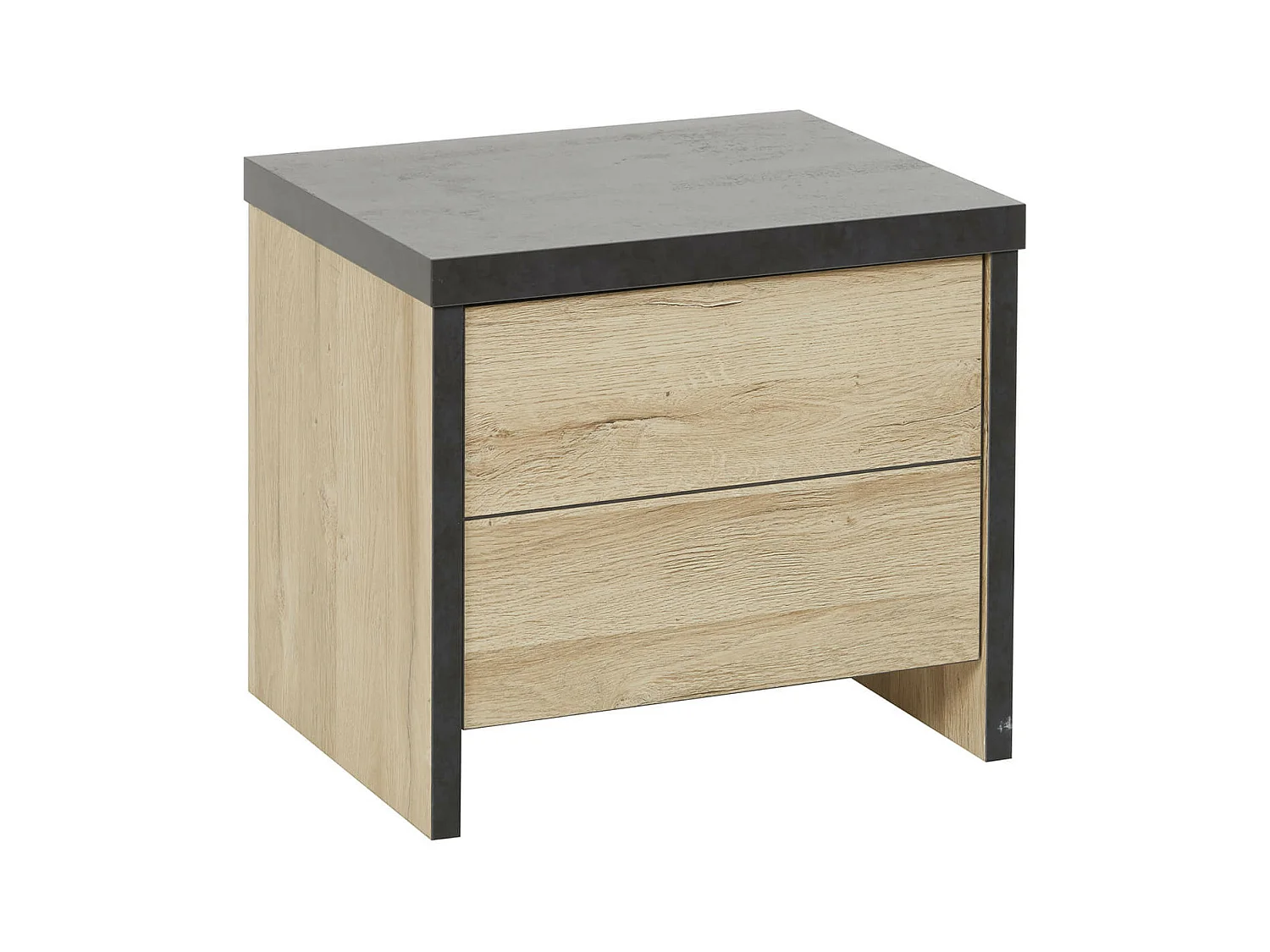 SIWA - Ensemble Lit 140x190cm + Chevets Effet Bois et Béton