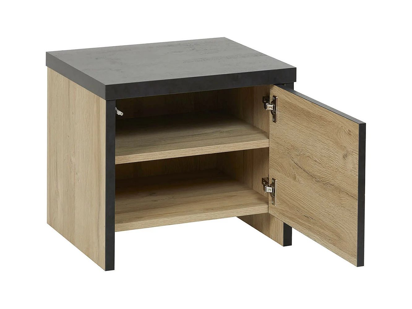 SIWA - Ensemble Lit 140x190cm + Chevets Effet Bois et Béton