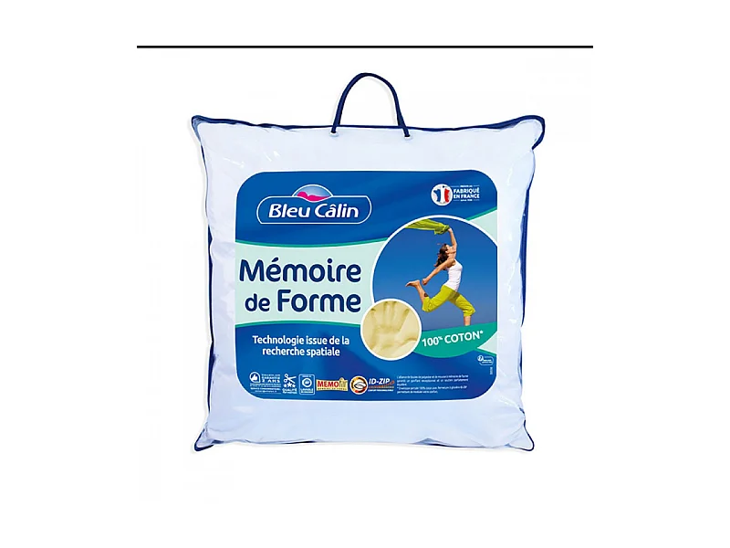 Oreiller à Mémoire de forme 60 x 60 cm "Mémofil" Bleu Calin