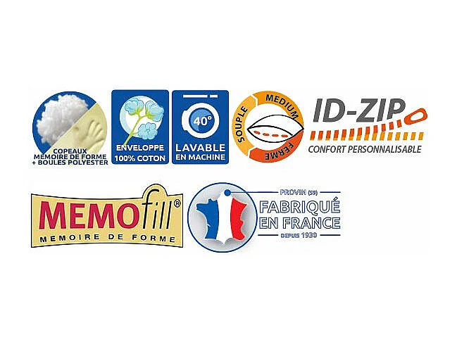 Oreiller à Mémoire de forme 60 x 60 cm "Mémofil" Bleu Calin