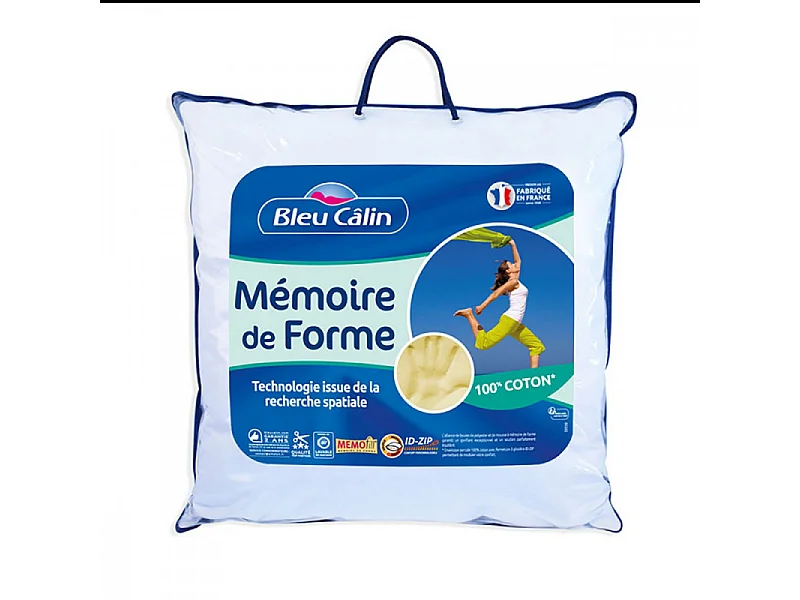 Oreiller à Mémoire de forme 60 x 60 cm "Mémofil" Bleu Calin