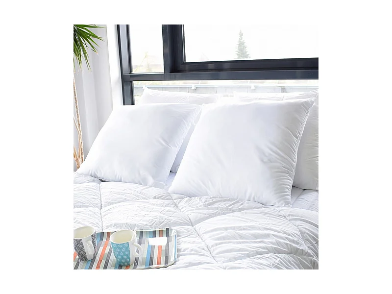 Lot de 2 oreillers Hotelier à bouillir Hygiafil 60 x 60 cm "Bleu Calin"