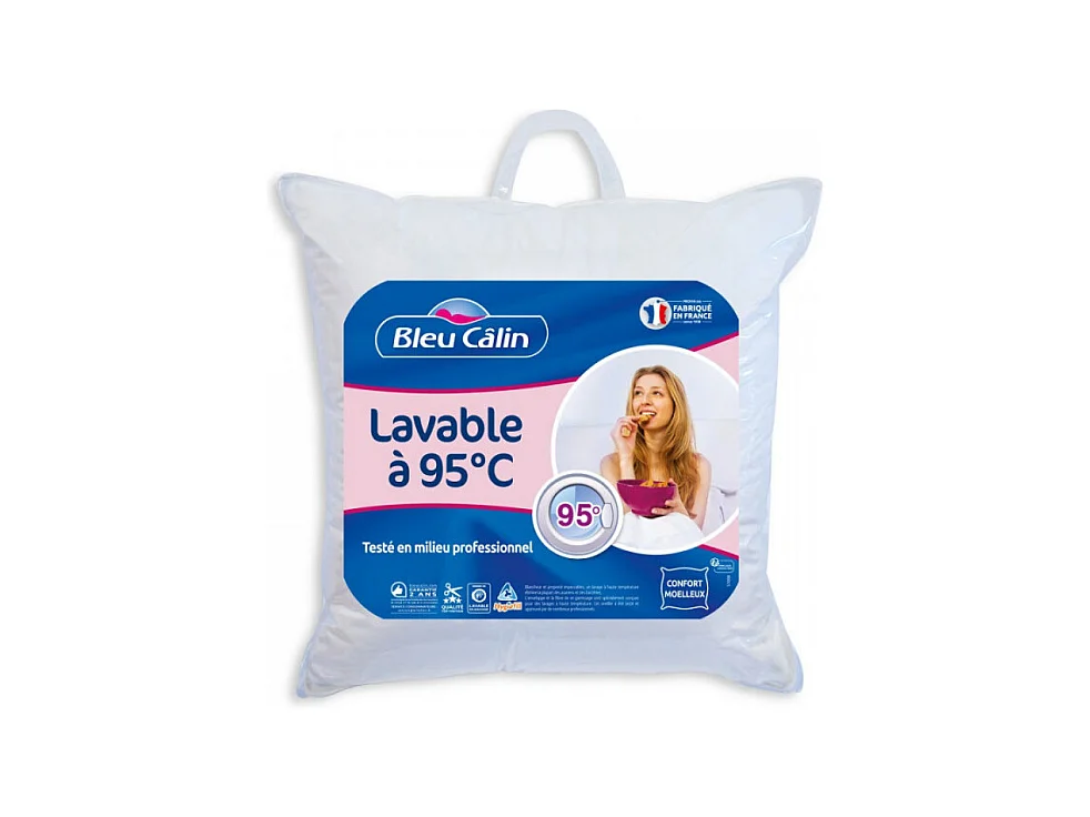 Lot de 2 oreillers Hotelier à bouillir Hygiafil 60 x 60 cm "Bleu Calin"