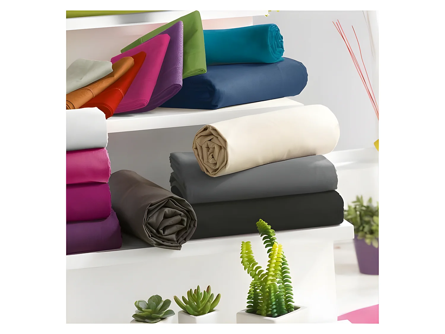 Drap Housse Prune 200 X 200 Cm / 100% Coton / 57 Fils/cm² "king Size"